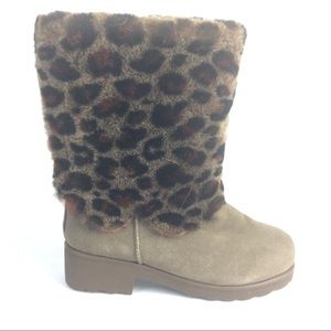 BearPaw Animal Print Suede Boots NWOB